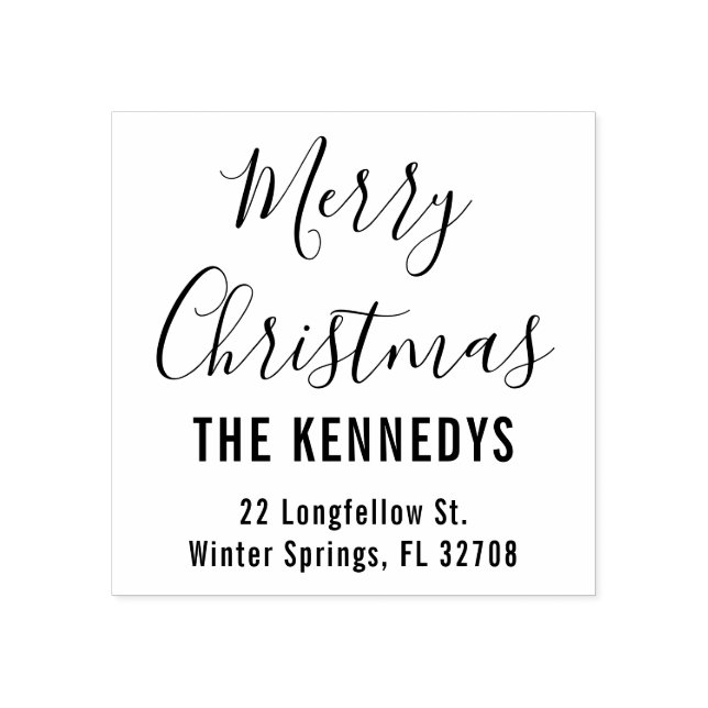 Sello De Caucho Guión simple Merry Christmas Family (Impresión)