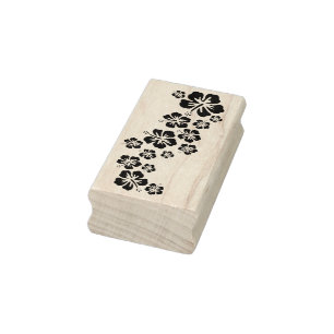 Sello De Caucho Guirnalda del flor del hibisco + su backgr. y