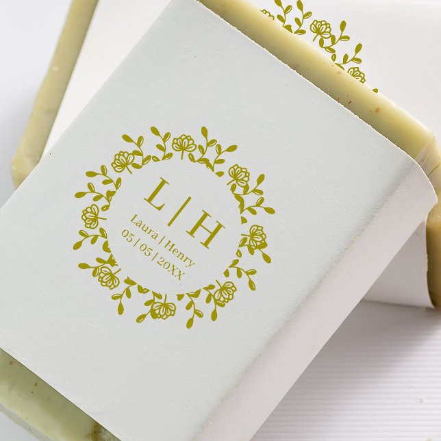 Sello De Caucho Guirnalda floral de boda estilo boho con iniciales (Subido por el creador)