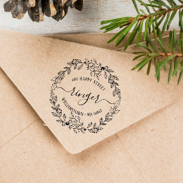 Sello De Caucho Guirnalda floral de Navidad elegante con dirección