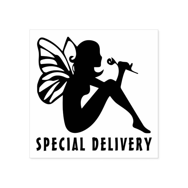 Sello De Caucho hadas mariposas de entrega especial (Impresión)