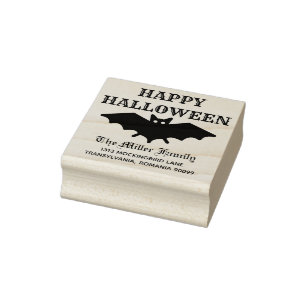 Sello De Caucho Halloween Bat Crazy Nombre personalizado