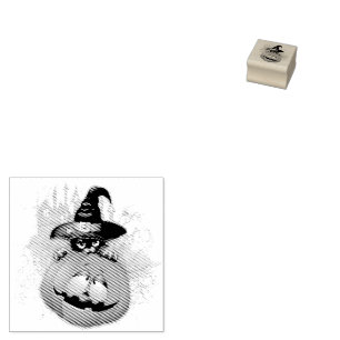 Sello De Caucho Halloween Curte Kitty Witch and Pumpkin Friend