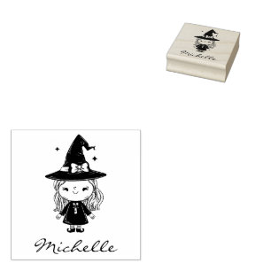 Sello De Caucho Halloween de bruja de moda personalizada nombre li
