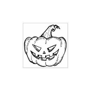 Sello De Caucho Halloween de calabaza sonriente