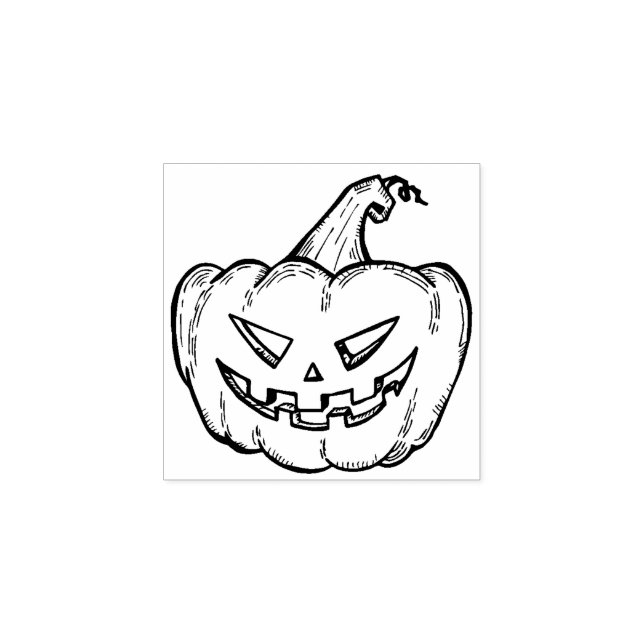 Sello De Caucho Halloween de calabaza sonriente (Impresión)