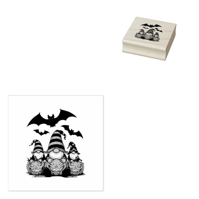 Sello De Caucho Halloween Gnome Wood Art Stamp (Sellado)
