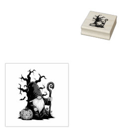 Sello De Caucho Halloween Gnome Wood Art Stamp