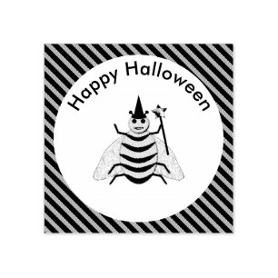 Sello De Caucho Halloween Magic Bee Witch Naranja y Black Stripes
