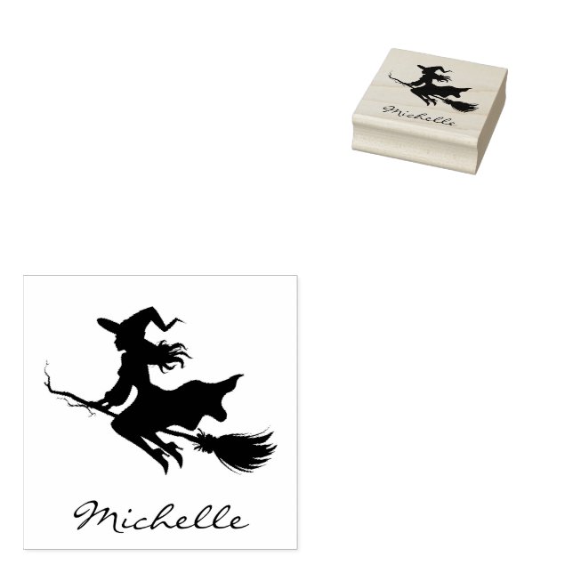 Sello De Caucho Halloween Spooky Witch Flying (Sellado)