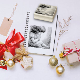 Sello De Caucho Halo de luz radiante de Niña Niña Niña Rezando