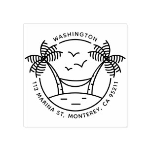 Sello De Caucho Hamaca y palmeras  Dirección de familia tropical