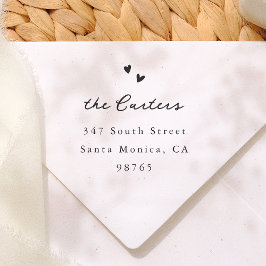 Sello De Caucho Hand Drawn Hearts Whimsical Script Name & Address