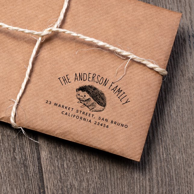 Sello De Caucho Hand Drawn Hedgehog | Nombre personalizado y direc (Subido por el creador)