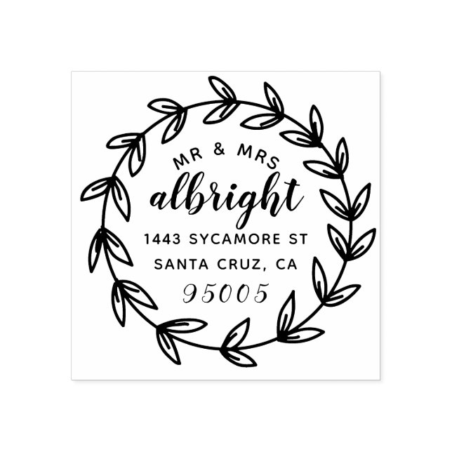 Sello De Caucho Hand Lettered Mr & Mrs Boda Return Address (Impresión)
