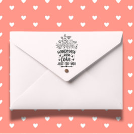 Sello De Caucho Hand Made with Love Wildflower