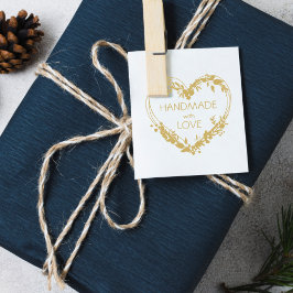 Sello De Caucho Handmade with Love botanical heart floral Whreath