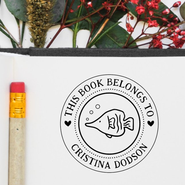 Sello De Caucho Handwritten Simple Tropical Fish Custom Book (Subido por el creador)