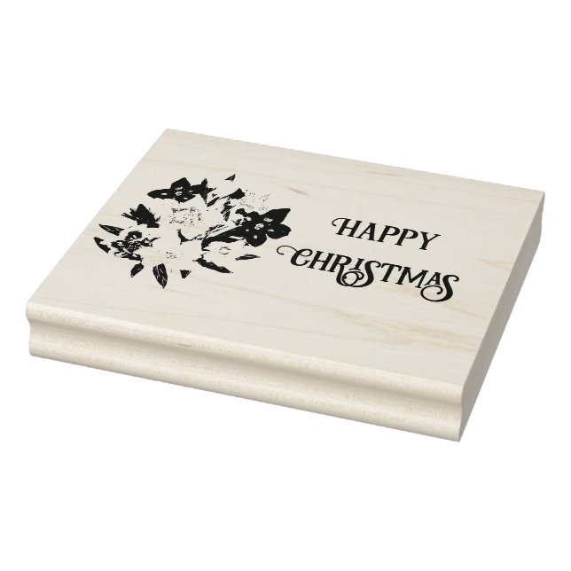 Sello De Caucho Happy Christmas Floral Rubber Stamp (Sello)