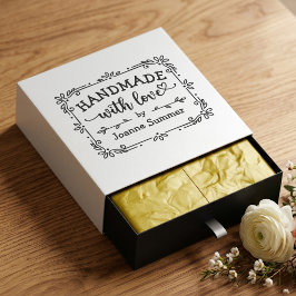 Sello De Caucho Hecho a Mano con Amor - Borde Floral Caprichoso