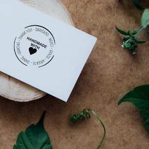 Sello De Caucho Hecho a mano con amor Gracias multilingüe