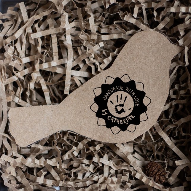 Sello De Caucho Hecho a mano con amor por (nombre personalizado) (Subido por el creador)