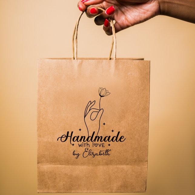 Sello De Caucho Hecho a mano por (nombre personalizado), grande (Subido por el creador)