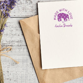 Sello De Caucho Hecho Con Amor Elefante Adorable