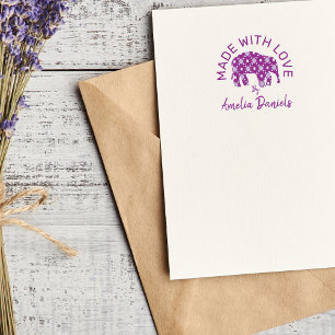 Sello De Caucho Hecho Con Amor Elefante Adorable