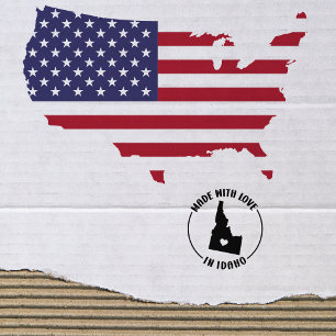 Sello De Caucho Hecho con amor en Idaho, pequeñas empresas,