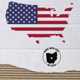 Sello De Caucho Hecho con amor en Ohio, pequeñas empresas,