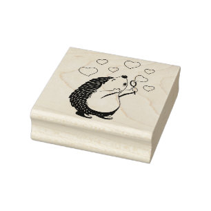Sello De Caucho Hedgehog y corazones