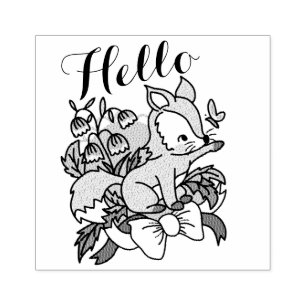 Sello De Caucho Hello Cute Fox
