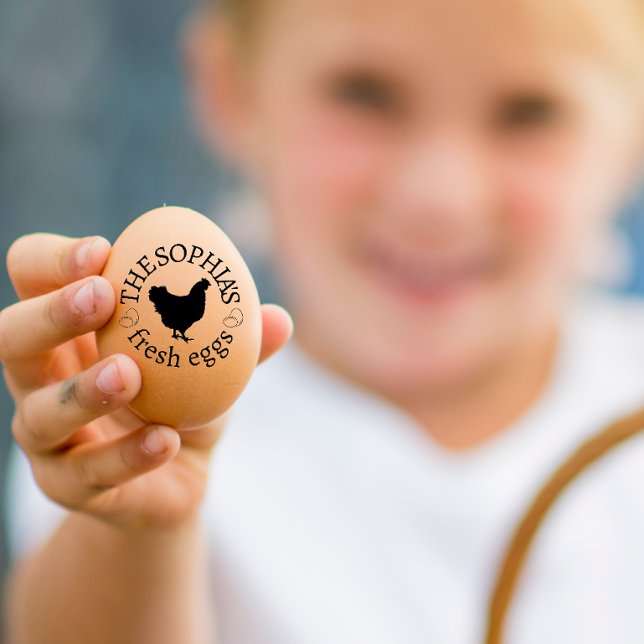 Sello De Caucho Heno Rústico Personalizado Moderno Nombre Huevo Am (PERSONALIZED NAME OF EGG STAMPS FOR EGG LOVERS)