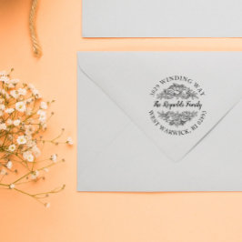 Sello De Caucho Hermoso Rose Bouquet Lineart Nombre y dirección