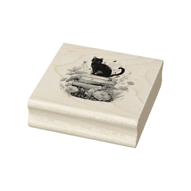 Sello De Caucho Hermosos libros de flores y un gato (Sello)