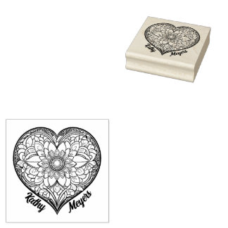 Sello De Caucho Herz mit Ornamenten