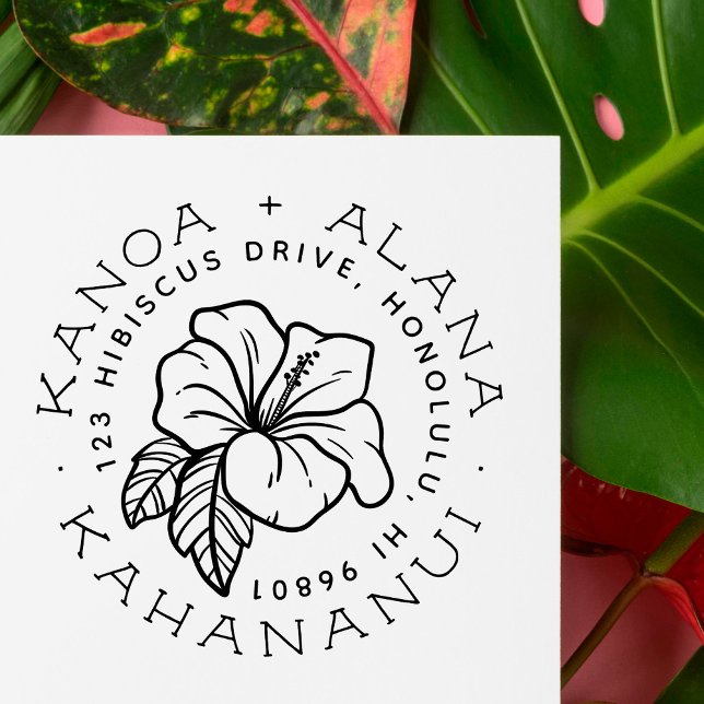 Sello De Caucho Hibiscus hawaiano | Dirección de devolución de par (Subido por el creador)