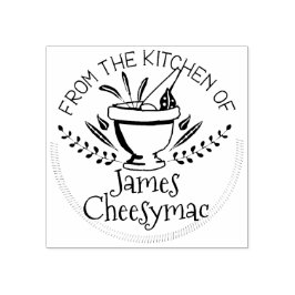 Sello De Caucho Hierbas de mortero de la cocina de