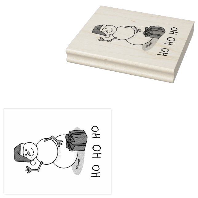 Sello De Caucho Ho Ho Ho Ho Ho Feliz Navidad Santa Cute Snowman (Sellado)