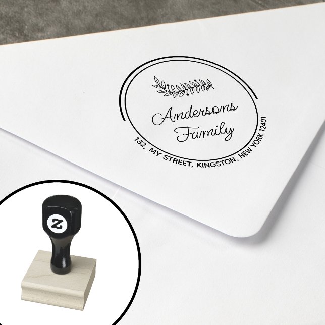 Sello De Caucho Hoja de nombre de familia moderna Wreath (Subido por el creador)