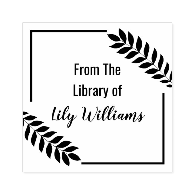 Sello De Caucho Hoja Tropical De La Biblioteca De Bookplate (Impresión)