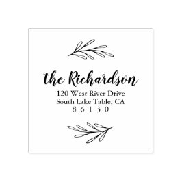 Sello De Caucho Hojas botánicas Dirección de retorno autoenlace