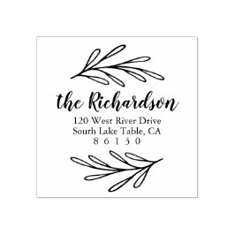 Sello De Caucho Hojas botánicas Dirección de retorno autoenlace