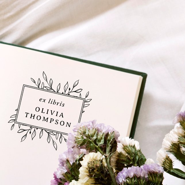 Sello De Caucho Hojas Dibujadas a Mano Modernas Ex Libris Nombre B (Subido por el creador)