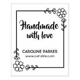 Sello De Caucho Hojas florales marco sitio de personalizado hecho 