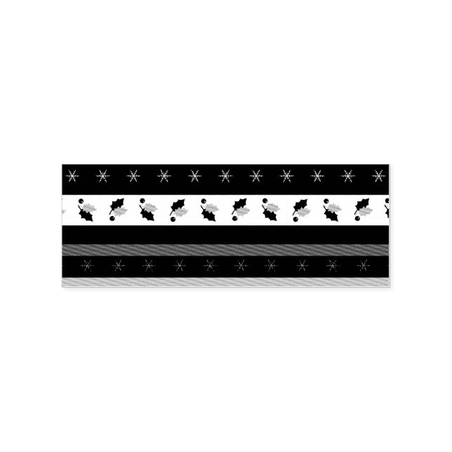 Sello De Caucho Holly Berries Snowflakes Border Stamp (Impresión)