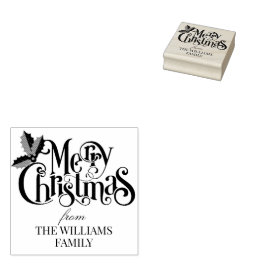 Sello De Caucho Holly Berry Branches Moderno Feliz Navidad