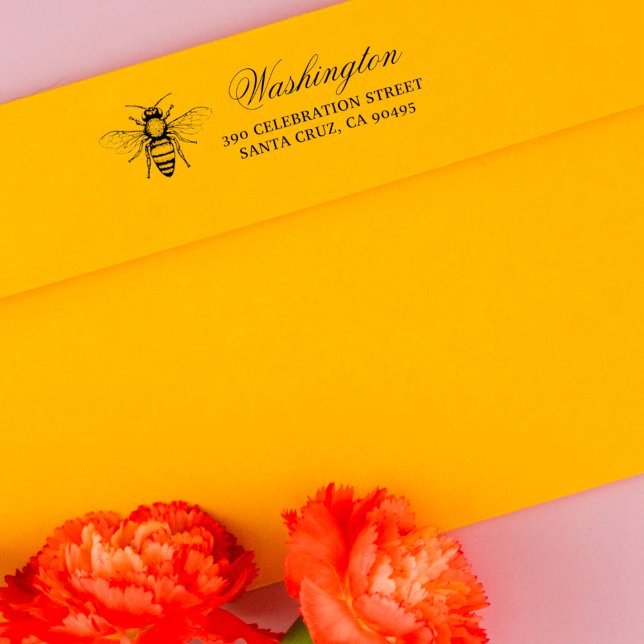 Sello De Caucho Honey Bee | Guión de nombre de familia y dirección (Subido por el creador)