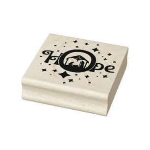 Sello De Caucho Hope Natividad Navidades Square Wood